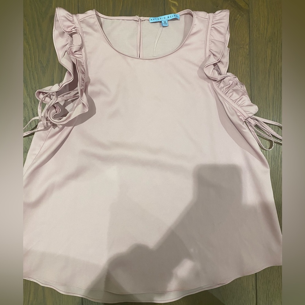 ANTONIO MELANI pink ruffle sleeve blouse